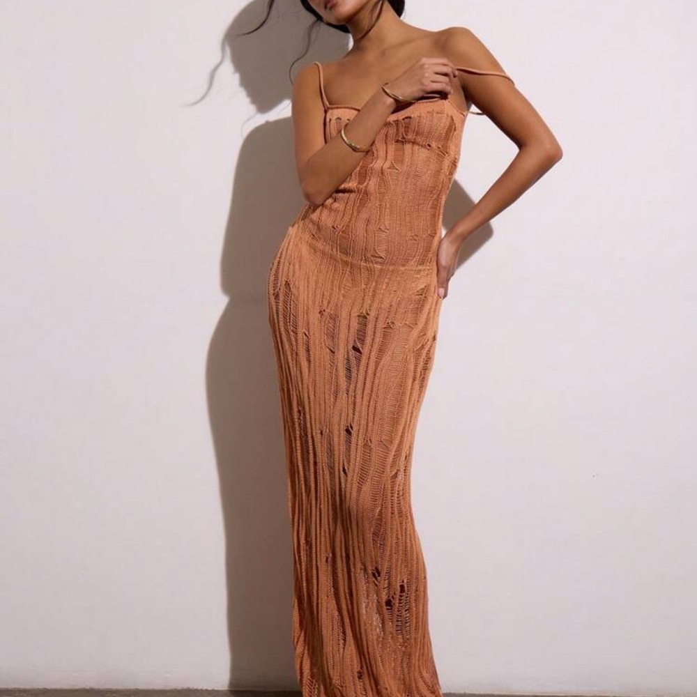 Elegant Tan Maxi Dress